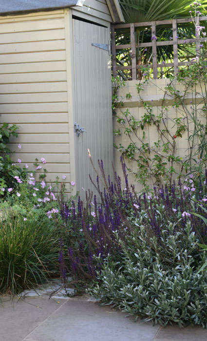 Sentry shed tucked into corner